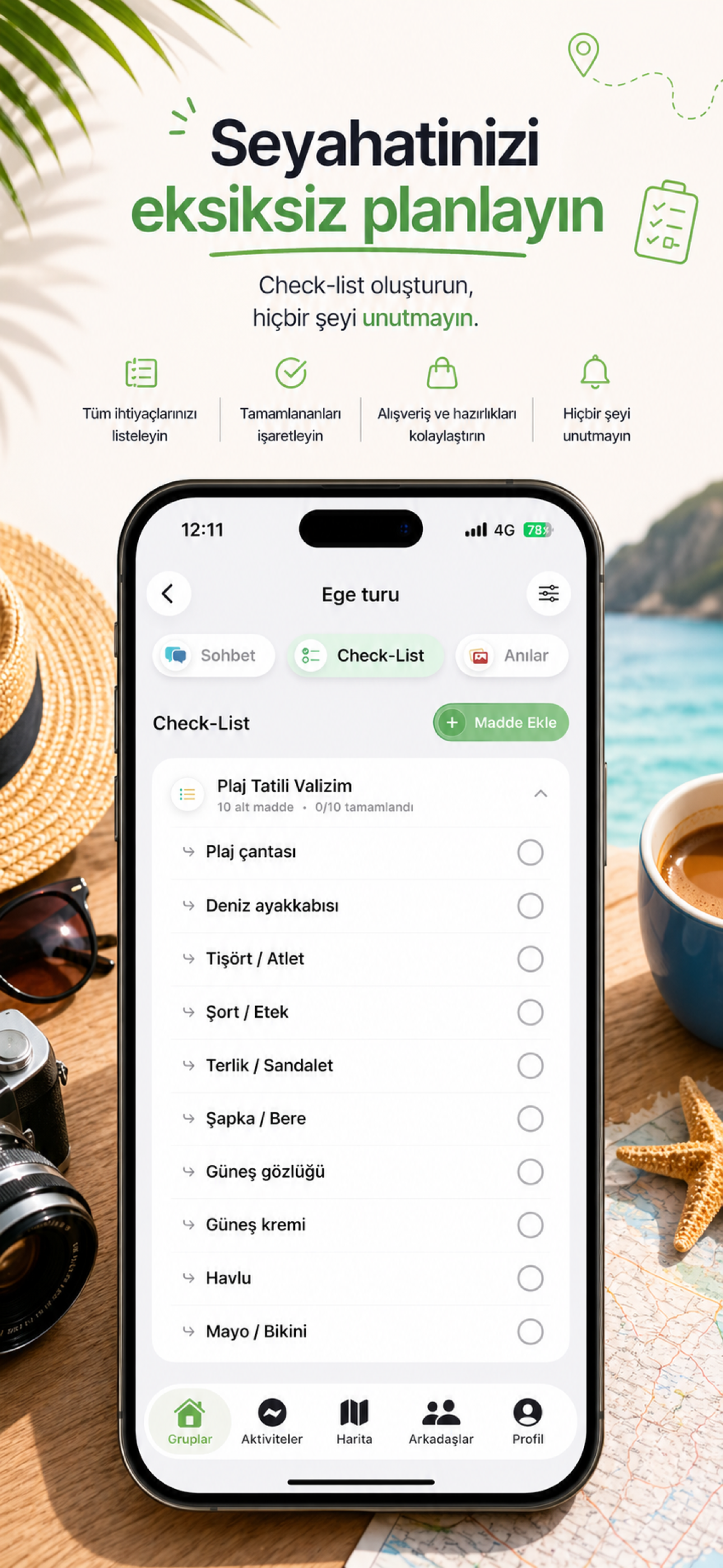 Kordy checklist ekranının gerçek uygulama görüntüsü